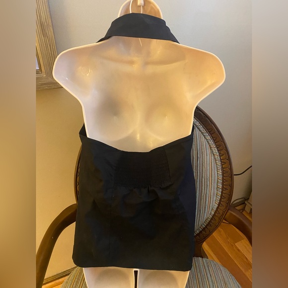 White House Black Market Black Button-Down Halter Top - Picture 3 of 3